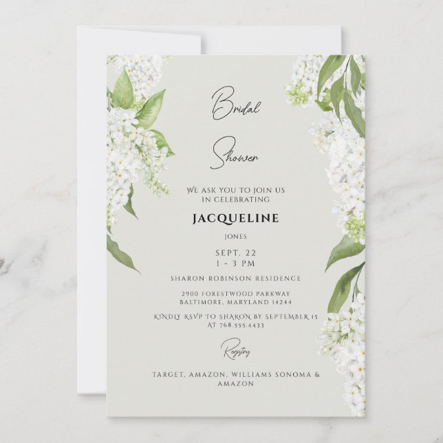 Invitation Elégante Hydrangée blanche Fête des mariées beige  (Devant)