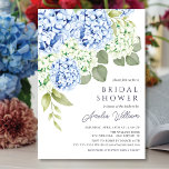 Invitation Elégante Hydrangée Bleue Douche nuptiale Invitatio<br><div class="desc">Belle douche nuptiale hydrangée bleue sur un arrière - plan blanc avec un dos de coordination pour une touche spéciale.</div>