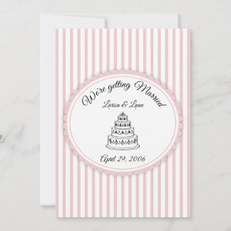 Invitation Élégante illustration de gâteau de mariage rayé ro