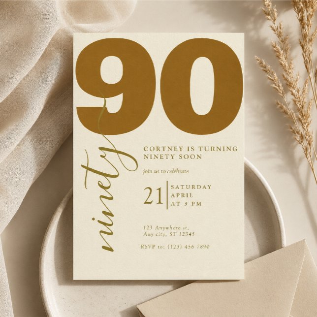 Invitation élégante imprimée pour 90e anniversaire (Créateur téléchargé)