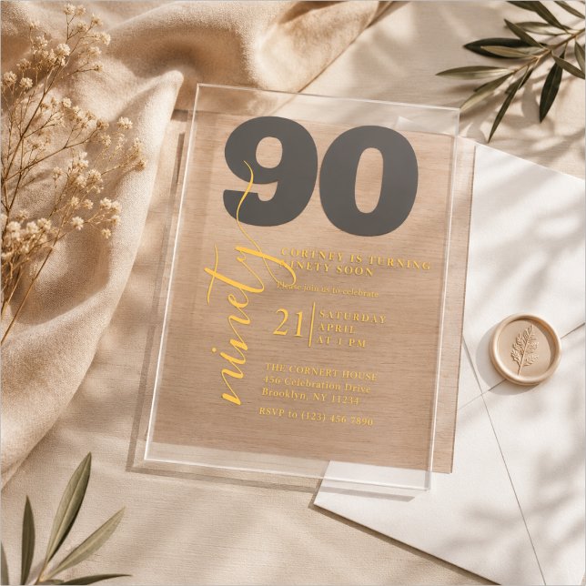 Invitation élégante imprimée pour 90e anniversaire (Créateur téléchargé)