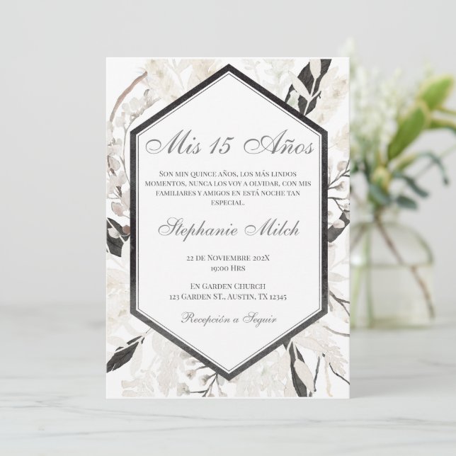 Invitation Elegante Invitación de Quinceañera (Debout devant)