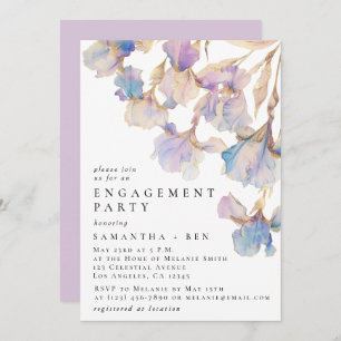Invitation Elégante Iris Floral Watercolor Engagement Party