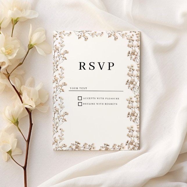 Invitation Elégante ivoire blanc gypsophila florale RSVP (Elegant ivory white gypsophila floral RSVP)