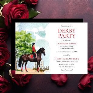 Invitation Élégante Jockey et Cheval de Course Derby Party
