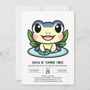 Invitation Élégante jolie grenouille numérique anniversaire