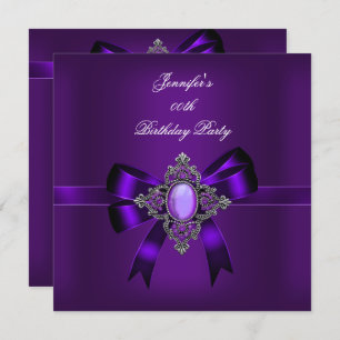 Invitation Élégante Joyau pourpre Bow fête d'anniversaire