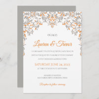 Invitation élégante | Kate (orange et gris)