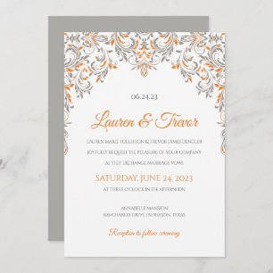 Invitation élégante Kate (orange et gris)