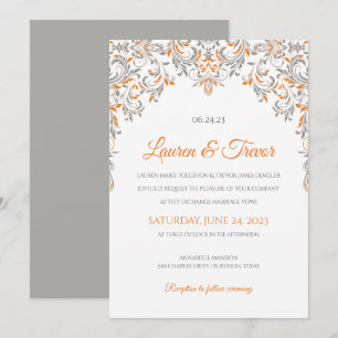 Invitation Élégante Kate (Orange & Gris)