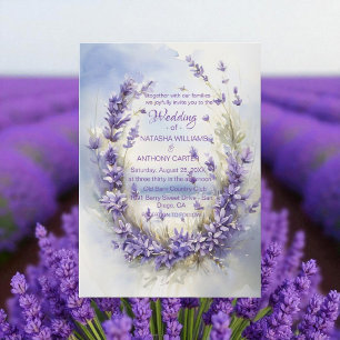 Invitation Élégante Lavande Aquarelle Mariage Rustique