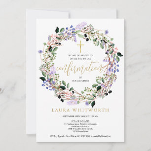 Invitation Élégante Lavande de Lavande Garland Florale Confir