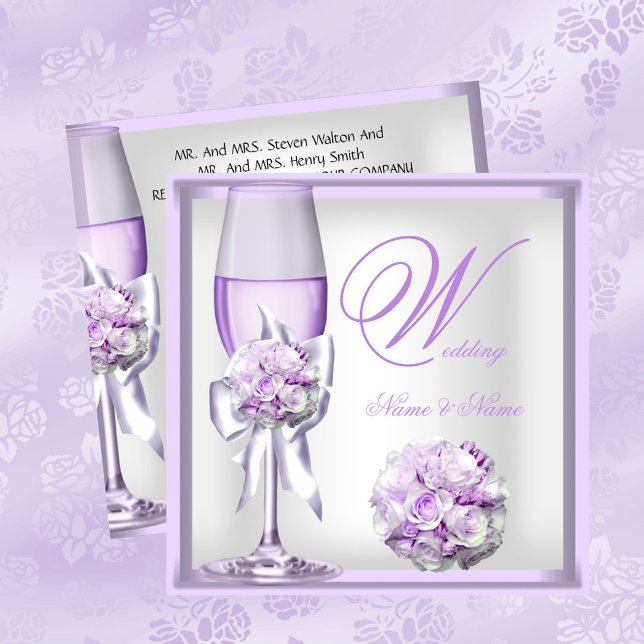 Invitation Élégante Lavande de Mariage Violet Lilac Champagne (Créateur téléchargé)