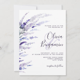 Invitation Élégante Lavande Dusty Boho Floral Mariage