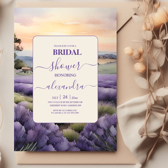 Invitation Elégante lavande fleurie douche nuptiale (Créateur téléchargé)