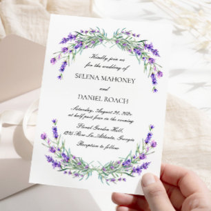 Invitation Élégante Lavande Fleurs Violet Mariage