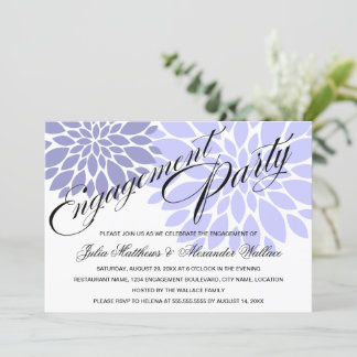 Invitation Élégante Lavande Floral Burst Engagement Party