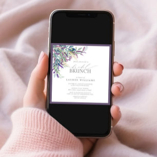 Invitation Élégante Lavande Florale Aquarelle Brunch nuptiale