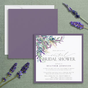 Invitation Elégante Lavande Florale Aquarelle Douche virtuell