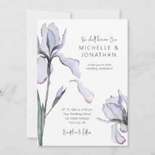 Invitation Élégante Lavande Iris Floral Mariage chrétien