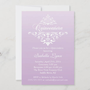 Invitation Élégante Lavande Purple Ombre Quinceañera Parti