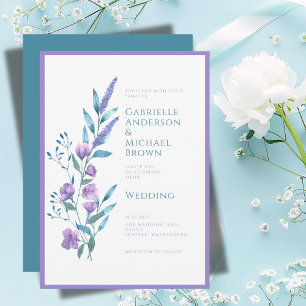 Invitation Elégante Lavande Purple Watercolor Mariage Card