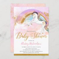 Elégante licorne baby shower fille pastel arc-en-c