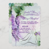 Invitation Elégante Lilac Fleurs de nuptiale Douche Invitatio (Devant / Derrière)