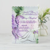 Invitation Elégante Lilac Fleurs de nuptiale Douche Invitatio (Debout devant)