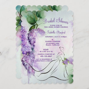 Invitation Elégante Lilac Fleurs de nuptiale Douche Invitatio