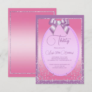 Invitation Elégante Lilac & Joyau Rose Bow & Confetti Anniver