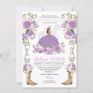 Invitation Elégante Lilac Western Charro Princess Quinceañera