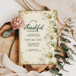 Invitation Elégante Lily blanche Thanksgiving Celebration
