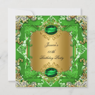 Invitation Elégante Lime Green Gold Floral fête d'anniversair