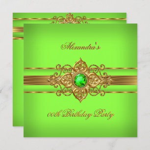 Invitation Elégante Lime Vert Bijou Or fête d'anniversaire