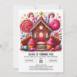 Invitation Elégante Lollipop Candyland Digital Anniversaire