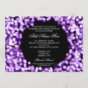 Invitation Élégante lumière violette Bat mitzvah