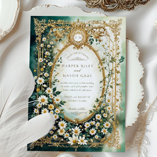 Invitation Elégante marguerite avec Mariage Faux Gold Détails