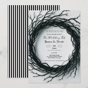 Invitation Élégante Mariage d'Automne Halloween Black Twig