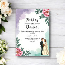 Élégante Mariage Floral Aquarelle de la Mariée et