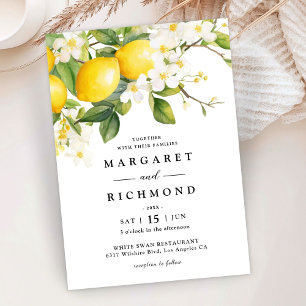 Invitation Élégante Mariage Méditerranéen Moderne au Citron