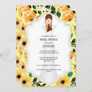 Invitation Elégante mariée mariage robe marguerite fleurie ja