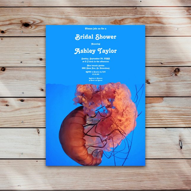 Invitation Elégante Marine Blue Jellyfish Fête des mariées na (Créateur téléchargé)