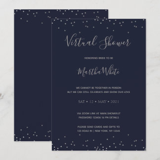 Invitation Elégante Marine Blue Silver Fête des mariées virtu