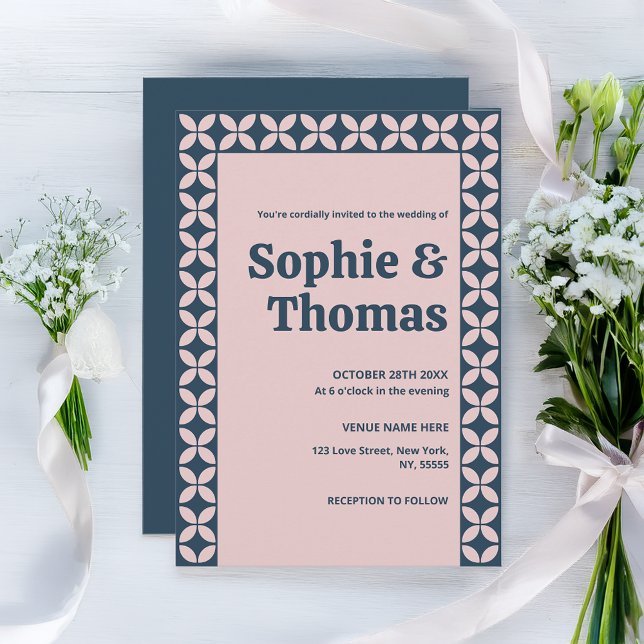 Invitation Elégante Marine & Blush Pink (Créateur téléchargé)