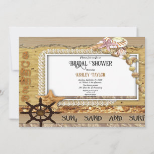 Invitation Elégante Marine Côtière Bord de mer Fête des marié