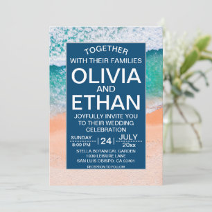 Invitation Elégante Marine de la plage Bleu de la mer Vagues 