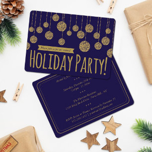 Invitation Elégante Marine & Gold Holiday Party
