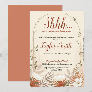 Invitation élégante marron pour une fête surprise 