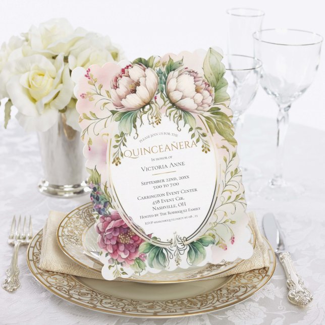 Invitation Élégante méditation de Quinceañera en Bourgogne (Créateur téléchargé)